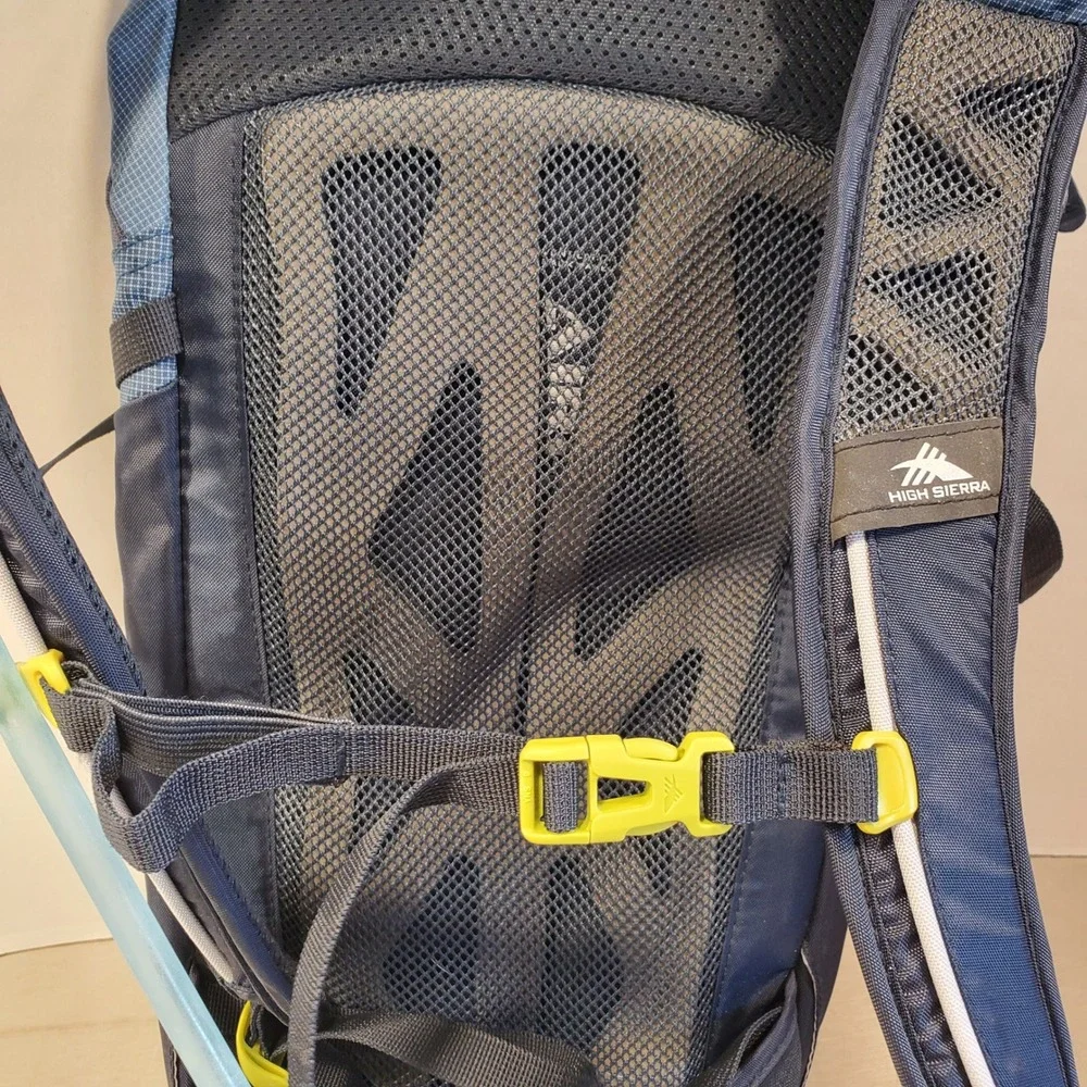 High Sierra Cragin Hydration Pack Backpack Blue Lime Green Hiking Outdoors